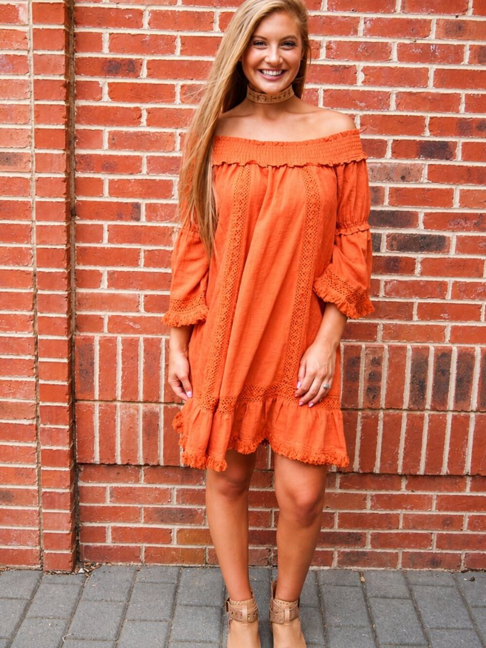 New Boutique Easel Orange Dress Large